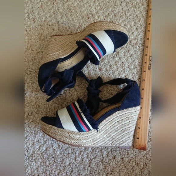 SPLENDID Barke Navy Combo Espadrille Wedges size 8M - Picture 8 of 11